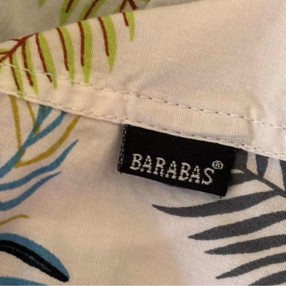 Barabas Shirt Mens Medium White with Leaf Pattern Button Down Long Sleeve - Picture 3 of 9
